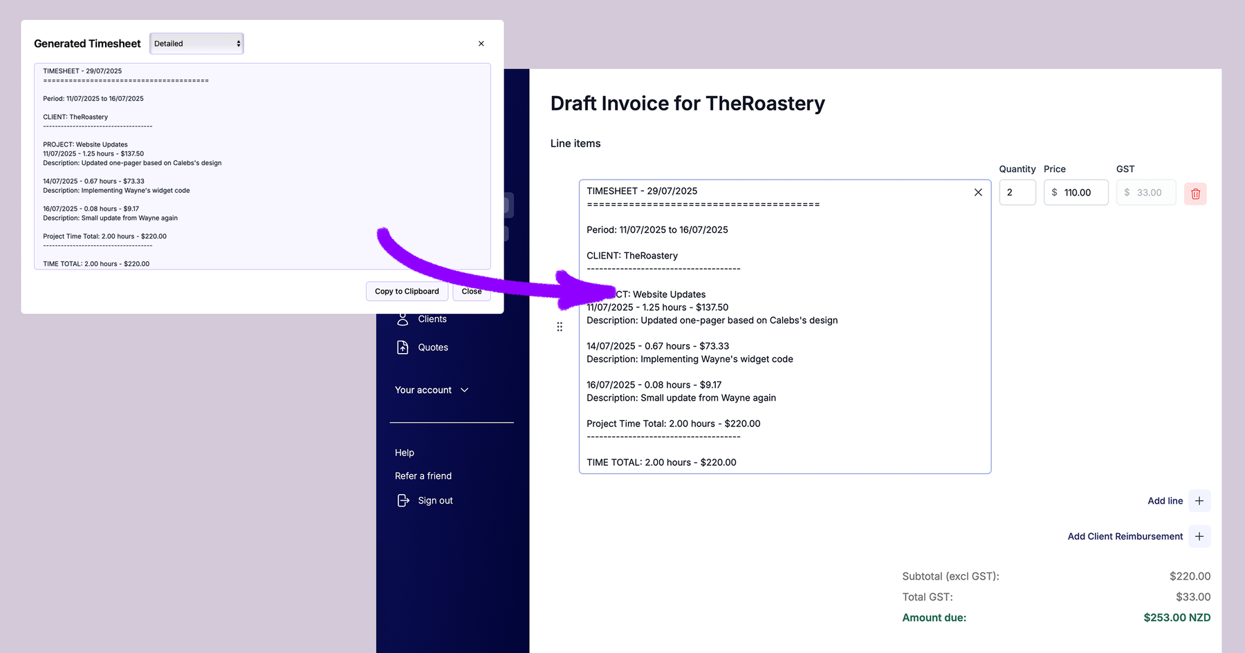 Getting your timesheets from TallyHo into Hnry is dead easy!
