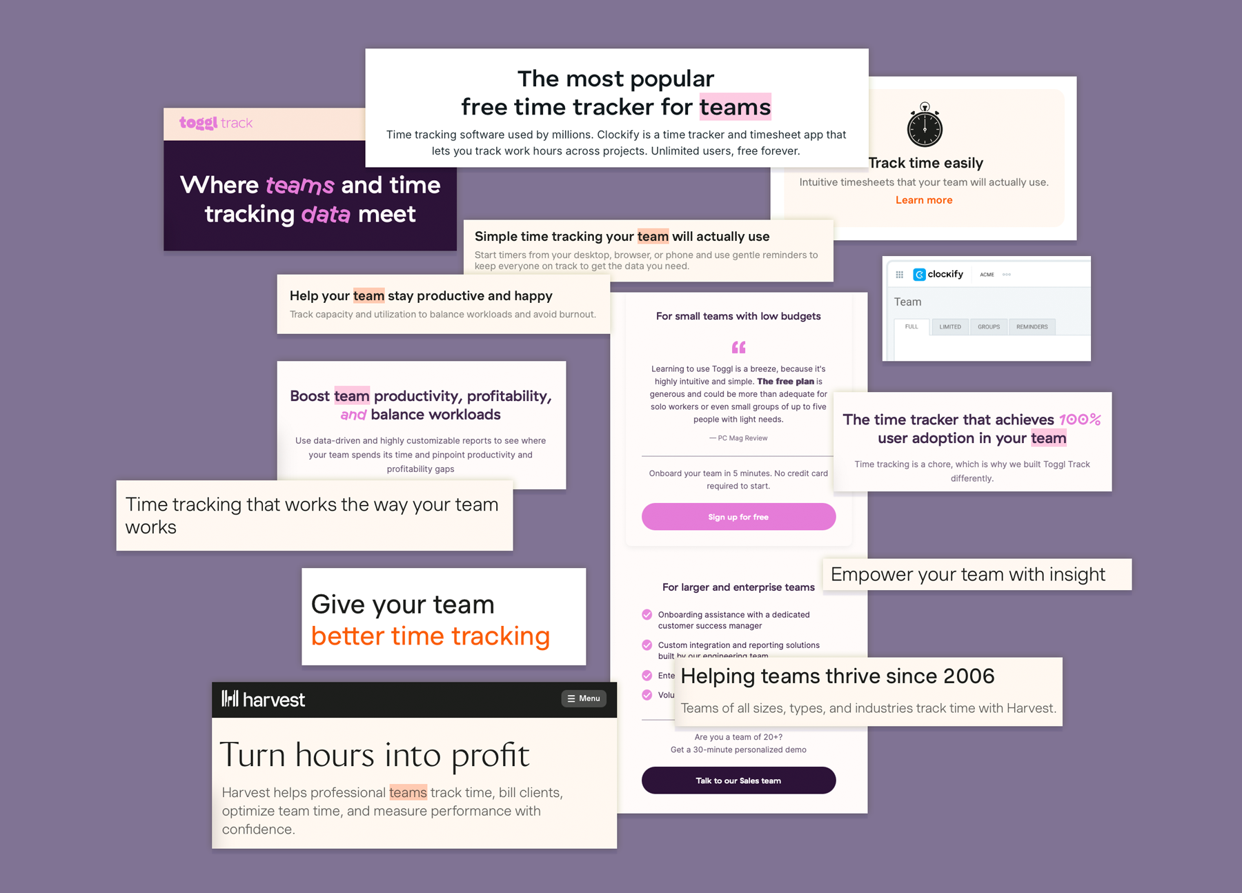 Screenshot of popular time tracking apps showing team-focused features vs freelancer needs