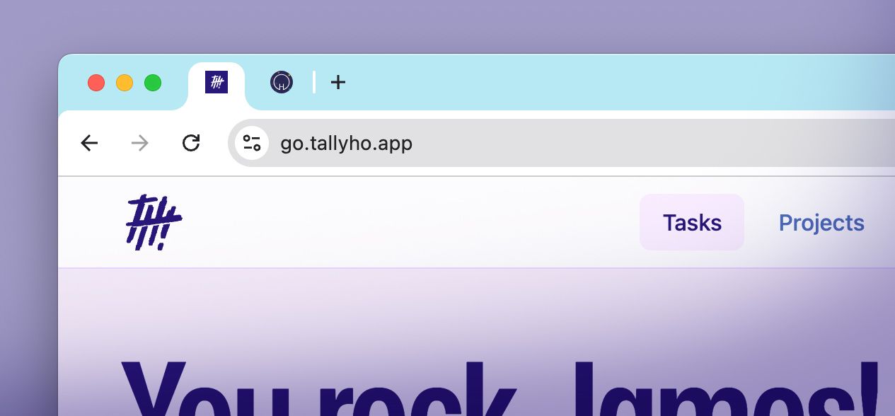 Pinned tabs in Chrome showing TallyHo and other essential tools