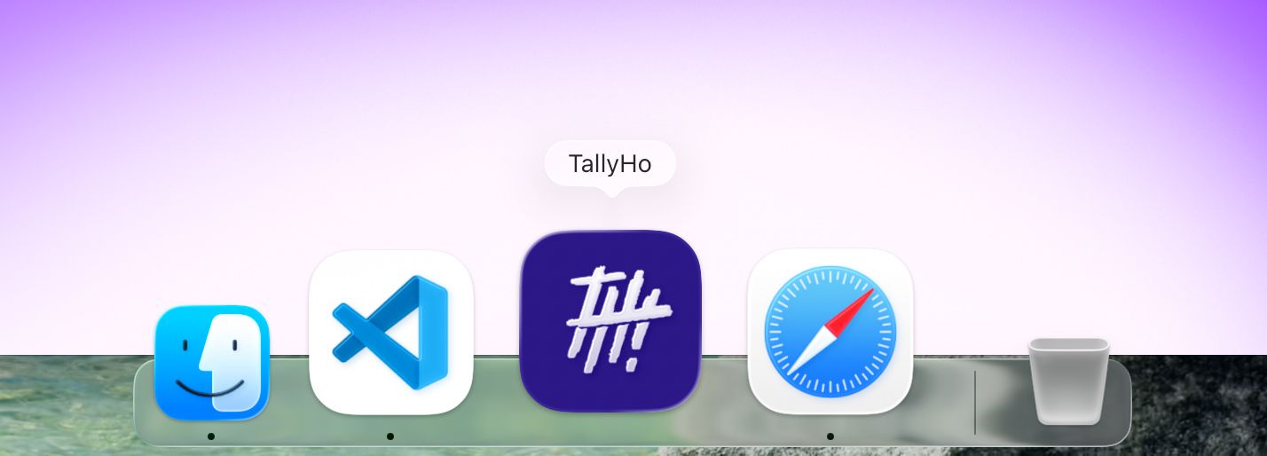 TallyHo Portable Web App can be added to MacOS Dock and behaves like any other app